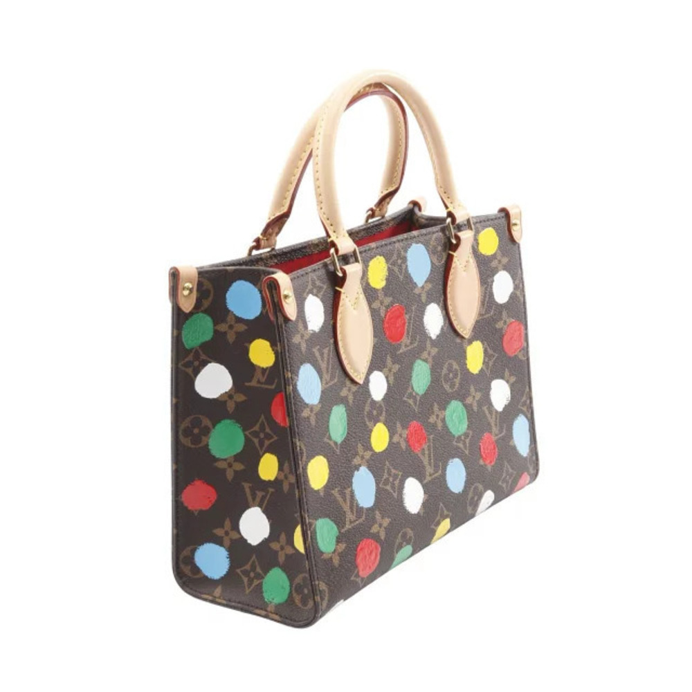 Louis Vuitton Leather Brown Multicolor Kusama OnTheGo Yayoi Handbag Canvas